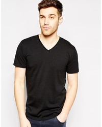 schwarzes T-Shirt mit einem V-Ausschnitt von Esprit