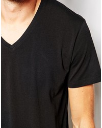 schwarzes T-Shirt mit einem V-Ausschnitt von Esprit