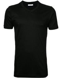 schwarzes T-Shirt mit einem V-Ausschnitt von ESTNATION