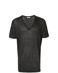 schwarzes T-Shirt mit einem V-Ausschnitt von Etro