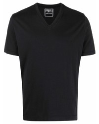 schwarzes T-Shirt mit einem V-Ausschnitt von Fedeli