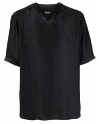 schwarzes T-Shirt mit einem V-Ausschnitt von Giorgio Armani