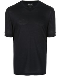 schwarzes T-Shirt mit einem V-Ausschnitt von Giorgio Armani