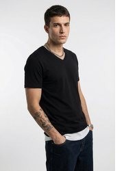 schwarzes T-Shirt mit einem V-Ausschnitt von Jack & Jones