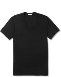 schwarzes T-Shirt mit einem V-Ausschnitt von James Perse