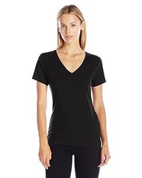 schwarzes T-Shirt mit einem V-Ausschnitt von Juicy Couture