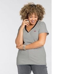 schwarzes T-Shirt mit einem V-Ausschnitt von Levi's Plus