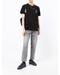 schwarzes T-Shirt mit einem V-Ausschnitt von Armani Exchange