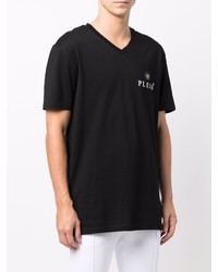 schwarzes T-Shirt mit einem V-Ausschnitt von Philipp Plein