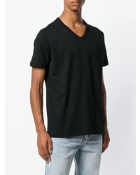 schwarzes T-Shirt mit einem V-Ausschnitt von Diesel