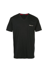 schwarzes T-Shirt mit einem V-Ausschnitt von Loveless