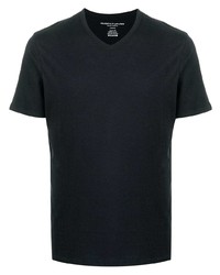schwarzes T-Shirt mit einem V-Ausschnitt von Majestic Filatures