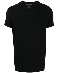 schwarzes T-Shirt mit einem V-Ausschnitt von Majestic Filatures