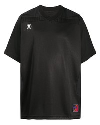 schwarzes T-Shirt mit einem V-Ausschnitt von Martine Rose