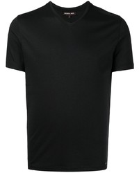 schwarzes T-Shirt mit einem V-Ausschnitt von Michael Kors