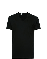 schwarzes T-Shirt mit einem V-Ausschnitt von N. Hoolywood