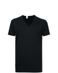 schwarzes T-Shirt mit einem V-Ausschnitt von N. Hoolywood