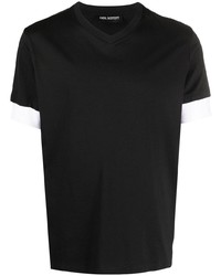 schwarzes T-Shirt mit einem V-Ausschnitt von Neil Barrett