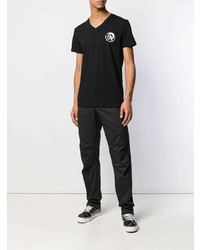 schwarzes T-Shirt mit einem V-Ausschnitt von Diesel