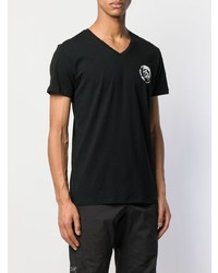 schwarzes T-Shirt mit einem V-Ausschnitt von Diesel