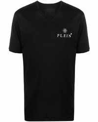 schwarzes T-Shirt mit einem V-Ausschnitt von Philipp Plein