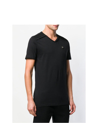 schwarzes T-Shirt mit einem V-Ausschnitt von Philipp Plein