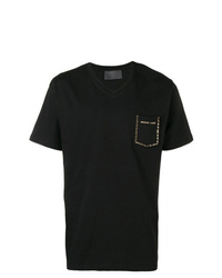 schwarzes T-Shirt mit einem V-Ausschnitt von Philipp Plein