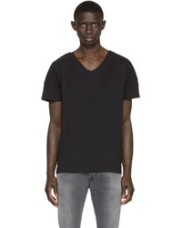 schwarzes T-Shirt mit einem V-Ausschnitt von Pierre Balmain