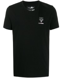 schwarzes T-Shirt mit einem V-Ausschnitt von Plein Sport