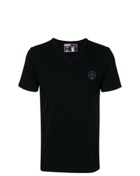 schwarzes T-Shirt mit einem V-Ausschnitt von Plein Sport
