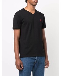 schwarzes T-Shirt mit einem V-Ausschnitt von Polo Ralph Lauren