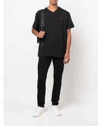 schwarzes T-Shirt mit einem V-Ausschnitt von Polo Ralph Lauren