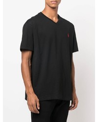 schwarzes T-Shirt mit einem V-Ausschnitt von Polo Ralph Lauren