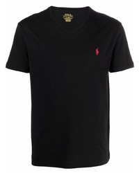schwarzes T-Shirt mit einem V-Ausschnitt von Polo Ralph Lauren
