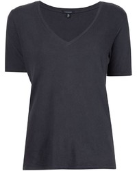 schwarzes T-Shirt mit einem V-Ausschnitt von R 13
