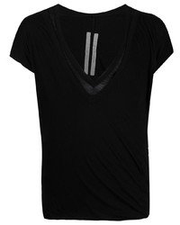 schwarzes T-Shirt mit einem V-Ausschnitt von Rick Owens