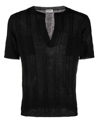 schwarzes T-Shirt mit einem V-Ausschnitt von Saint Laurent