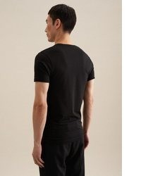 schwarzes T-Shirt mit einem V-Ausschnitt von Seidensticker