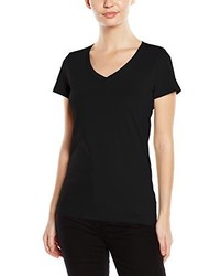 schwarzes T-Shirt mit einem V-Ausschnitt von Stedman Apparel