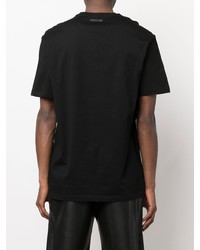 schwarzes T-Shirt mit einem V-Ausschnitt von Les Hommes