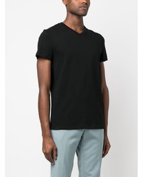 schwarzes T-Shirt mit einem V-Ausschnitt von Jil Sander