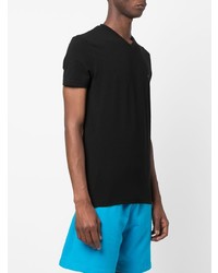 schwarzes T-Shirt mit einem V-Ausschnitt von Dondup