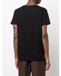 schwarzes T-Shirt mit einem V-Ausschnitt von Jil Sander