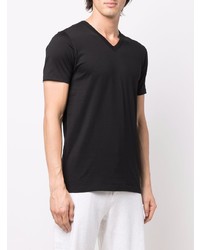 schwarzes T-Shirt mit einem V-Ausschnitt von Brioni