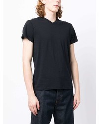 schwarzes T-Shirt mit einem V-Ausschnitt von Jil Sander