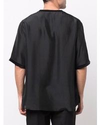 schwarzes T-Shirt mit einem V-Ausschnitt von Giorgio Armani