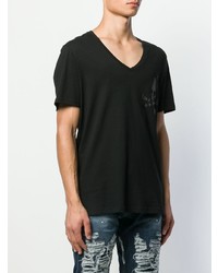 schwarzes T-Shirt mit einem V-Ausschnitt von Philipp Plein