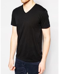 schwarzes T-Shirt mit einem V-Ausschnitt von Esprit