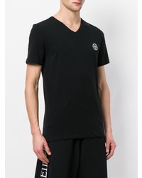 schwarzes T-Shirt mit einem V-Ausschnitt von Plein Sport