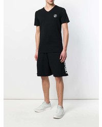 schwarzes T-Shirt mit einem V-Ausschnitt von Plein Sport